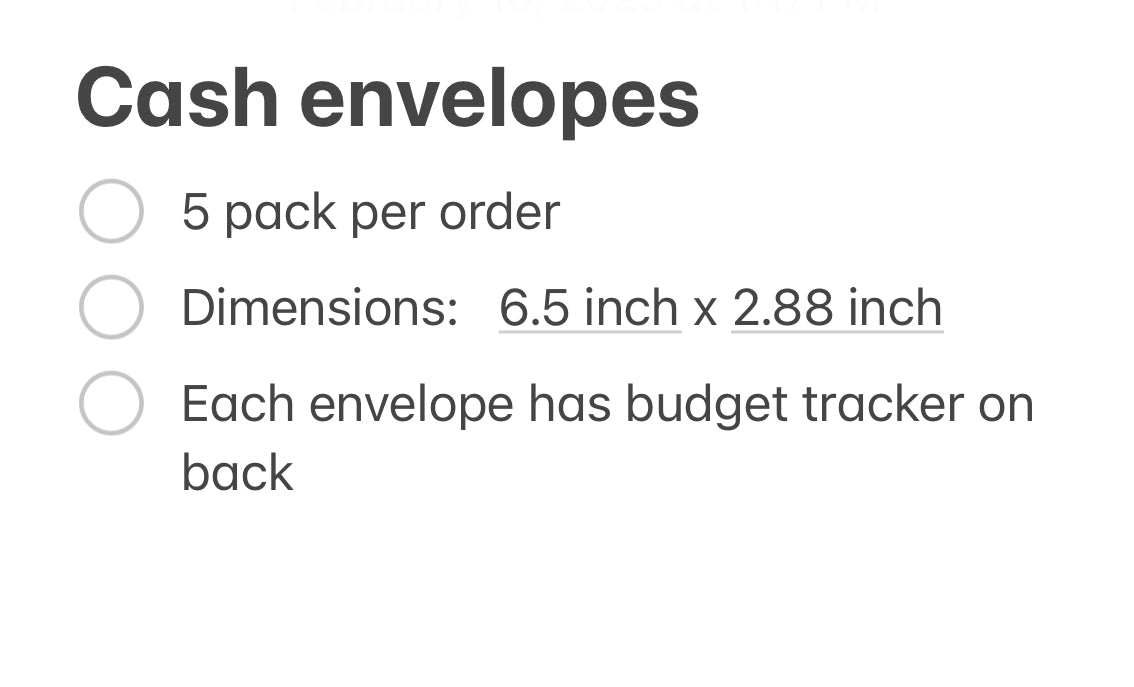 Cash Envelopes