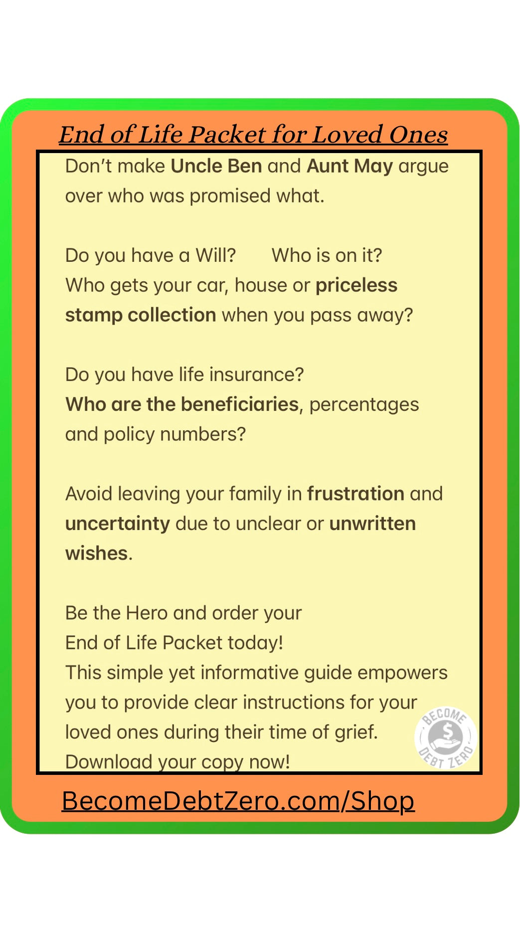 The End of Life Packet for Loved Ones