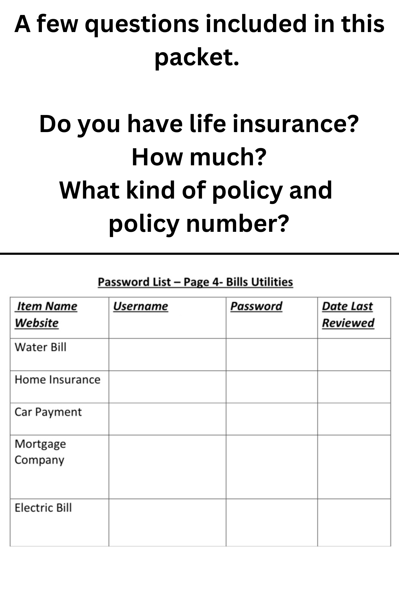 The End of Life Packet for Loved Ones