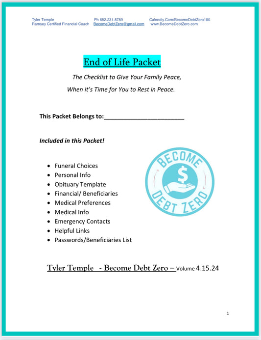 The End of Life Packet for Loved Ones