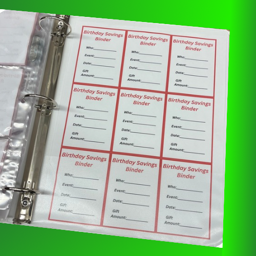 Birthday Savings Binder